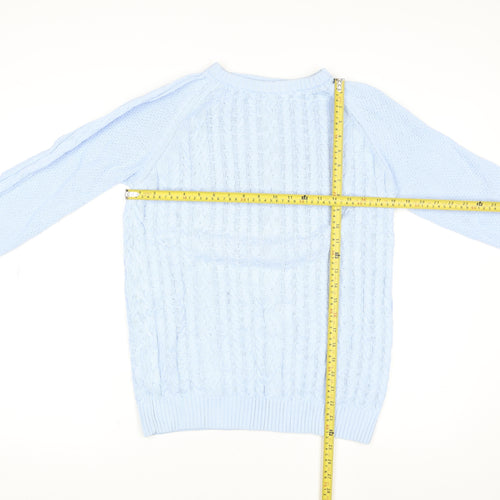 Cotton Traders Womens Soft Blue Cable Knit Cotton Jumper XS
