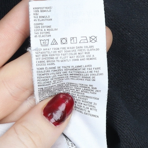 Uniqlo Men Black Graphic Art Crew Neck Sweatshirt Medium