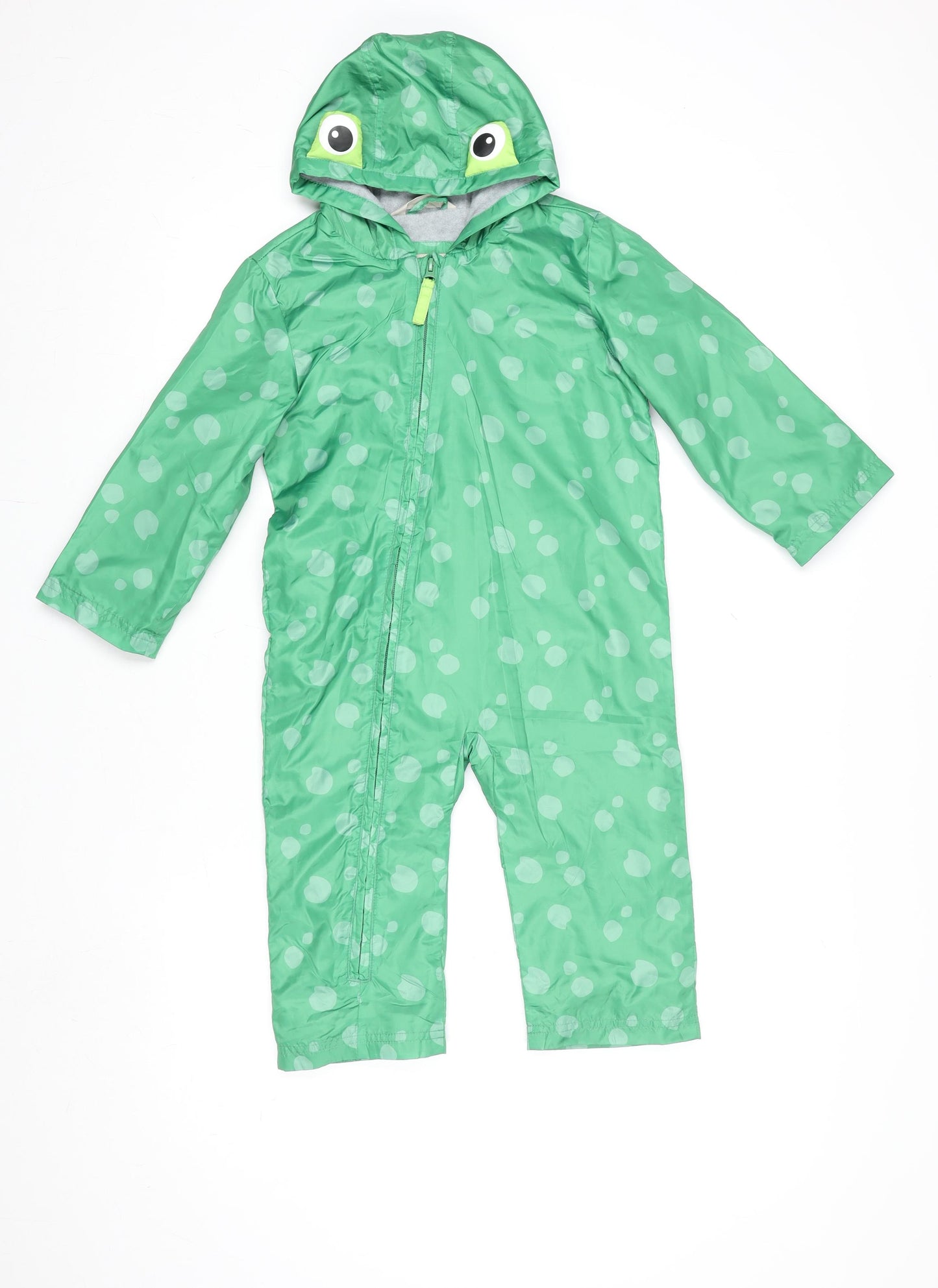 John Lewis Boys Green Frog Waterproof Rain Snowsuit 2-3 Years Hooded Full Zip