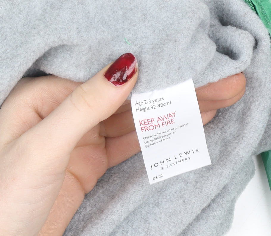 John Lewis Boys Green Frog Waterproof Rain Snowsuit 2-3 Years Hooded Full Zip