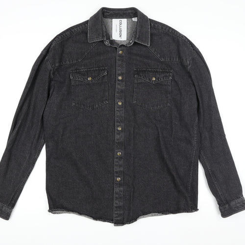 Collusion Womens Black Denim Jacket XS Casual Buttoned