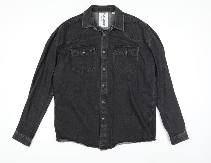 Collusion Womens Black Denim Jacket XS Casual Buttoned
