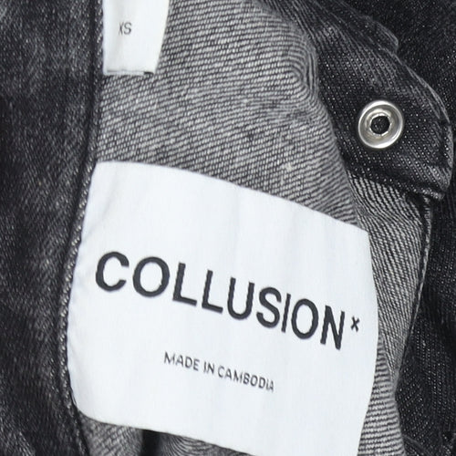 Collusion Womens Black Denim Jacket XS Casual Buttoned