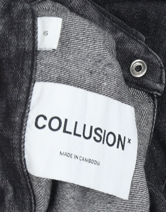 Collusion Womens Black Denim Jacket XS Casual Buttoned