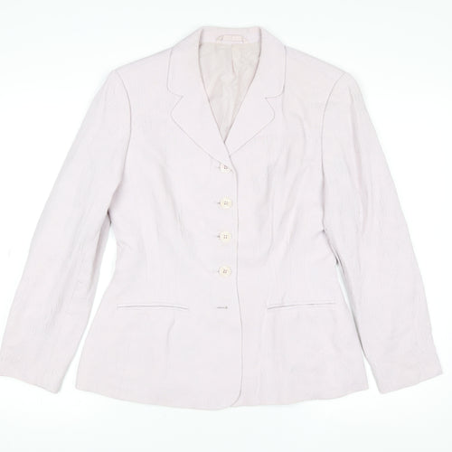 Next Womens Beige Textured Suit Jacket UK 12 Single-Breasted Blazer
