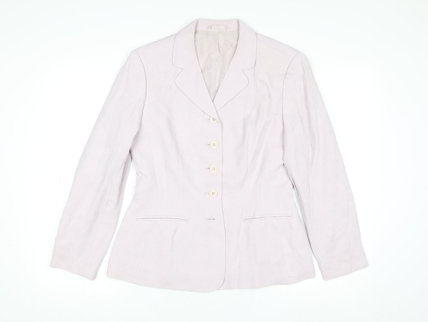 Next Womens Beige Textured Suit Jacket UK 12 Single-Breasted Blazer