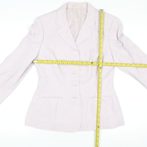Next Womens Beige Textured Suit Jacket UK 12 Single-Breasted Blazer