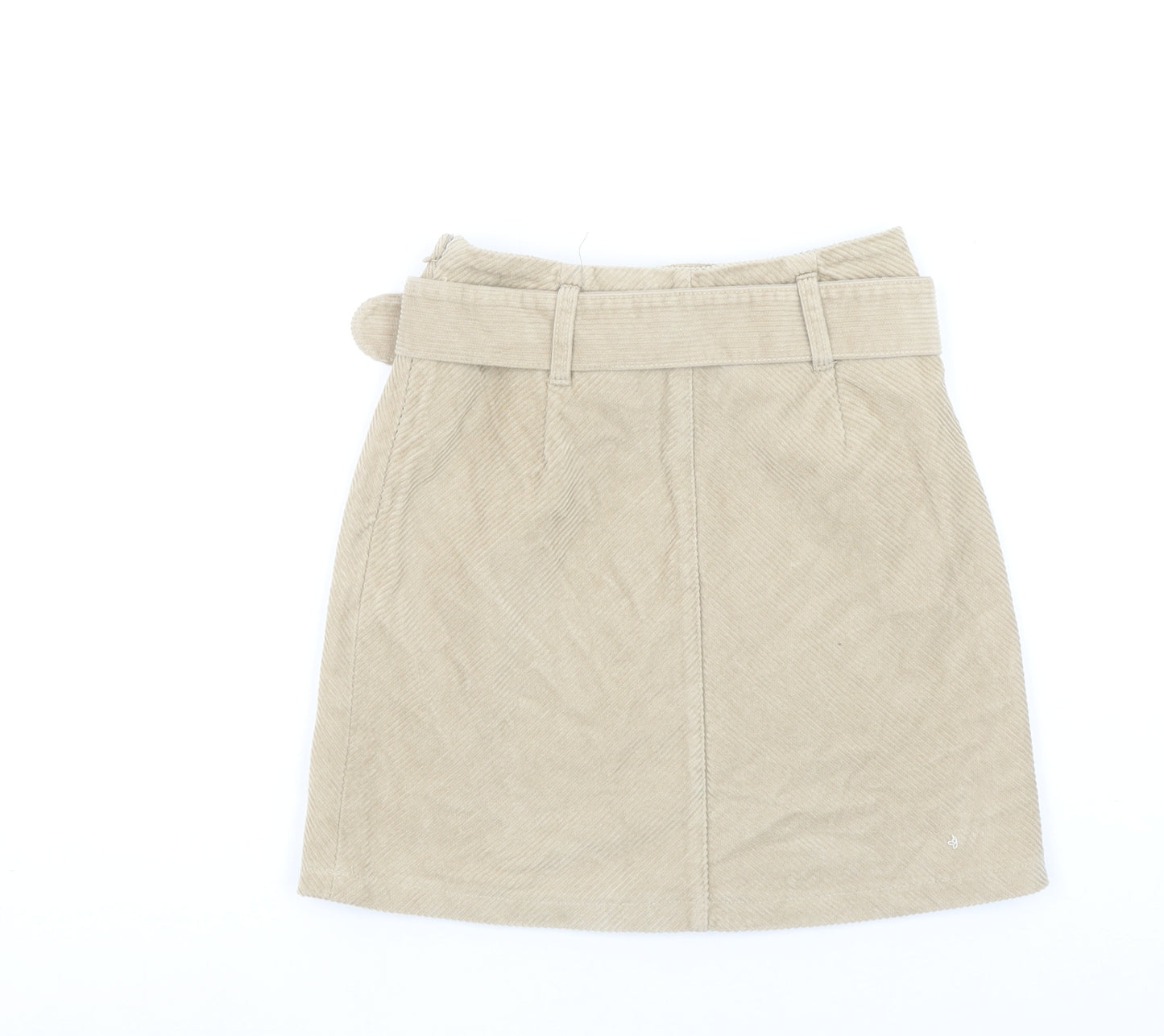 Denim Co Women Beige Corduroy A-Line Belted Skirt Size 4