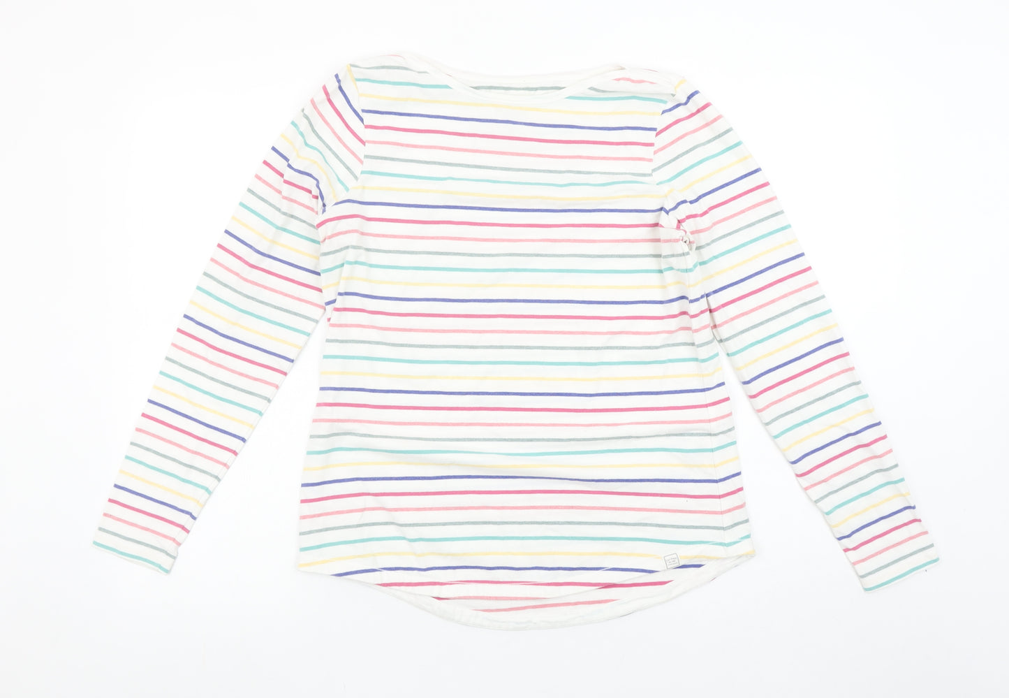 Fat Face Womens Multicoloured Striped Long Sleeve Cotton T-Shirt Size 10