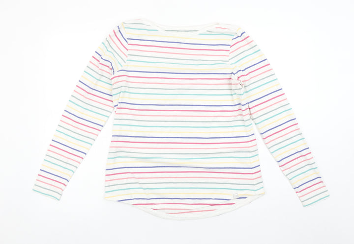 Fat Face Womens Multicoloured Striped Long Sleeve Cotton T-Shirt Size 10