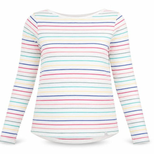 Fat Face Womens Multicoloured Striped Long Sleeve Cotton T-Shirt Size 10