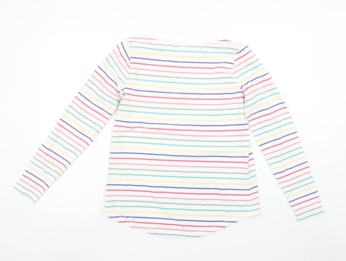 Fat Face Womens Multicoloured Striped Long Sleeve Cotton T-Shirt Size 10