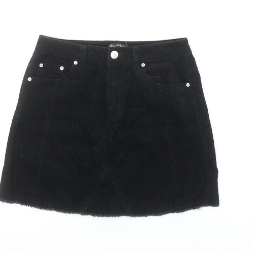 Miss Selfridge Women’s Black Corduroy A-Line Mini Skirt Size 8