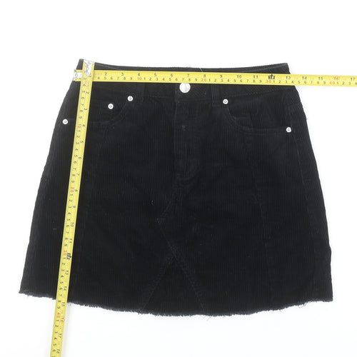 Miss Selfridge Women’s Black Corduroy A-Line Mini Skirt Size 8