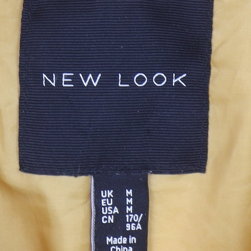 New Look Women Yellow Fleece Bomber Jacket Size M Zip Up Casual