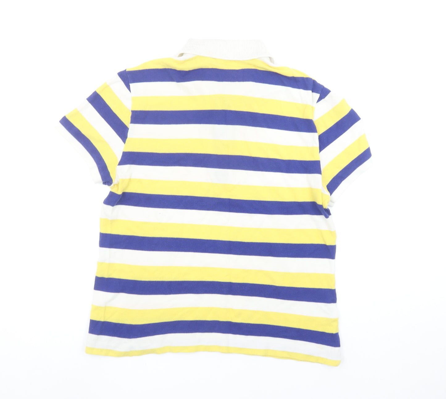 Lacoste Men's Yellow Blue White Striped Slim Fit Polo Shirt Size L