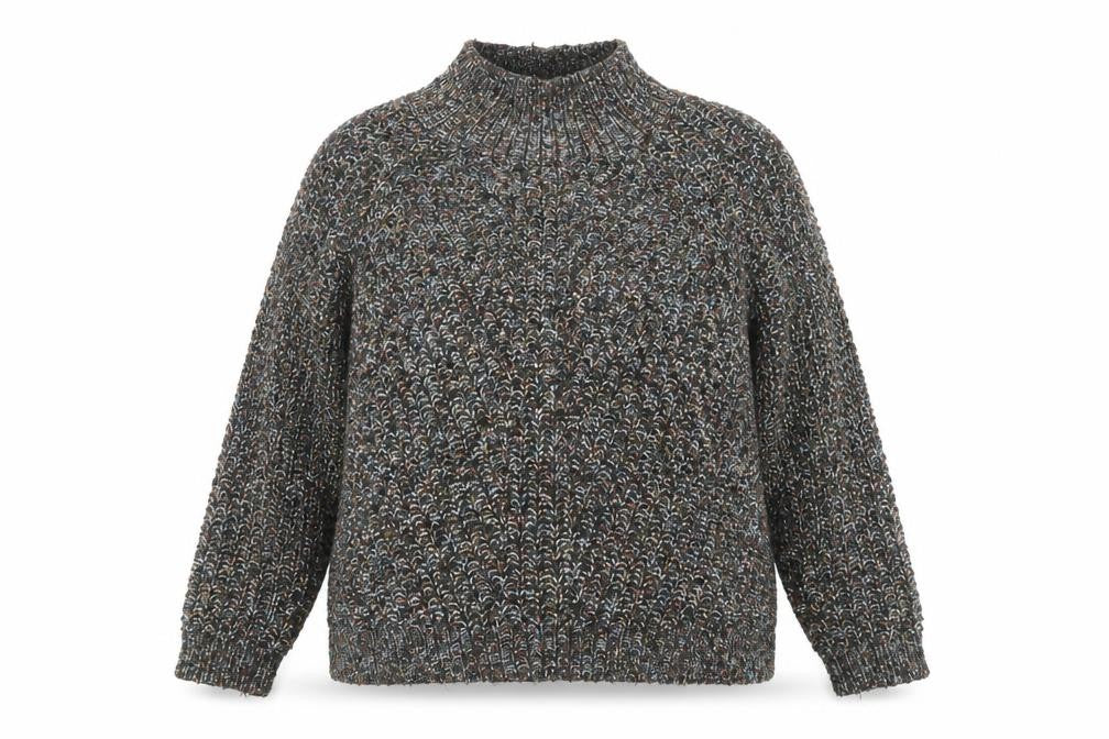 Front view of John Lewis Women’s Multicoloured, size UK 10, Chunky Mock Neck Jumper