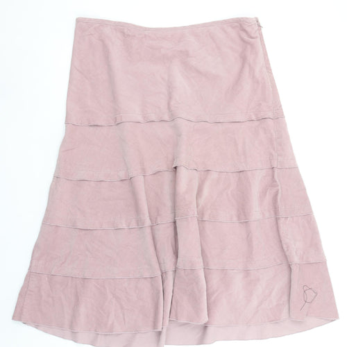 b casual Women Pink A-Line Cotton Midi Skirt Size 14