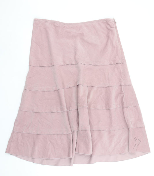 b casual Women Pink A-Line Cotton Midi Skirt Size 14
