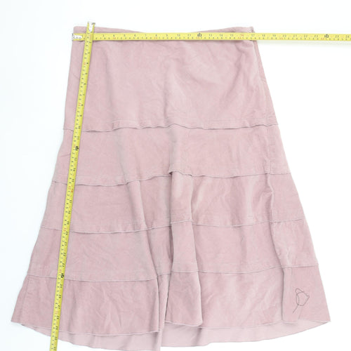 b casual Women Pink A-Line Cotton Midi Skirt Size 14