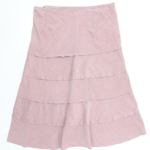 b casual Women Pink A-Line Cotton Midi Skirt Size 14