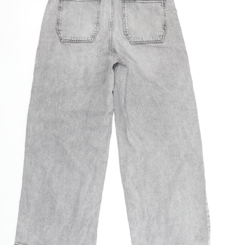 River Island Women’s Grey Wide-Leg Jeans UK 10L High Rise Denim
