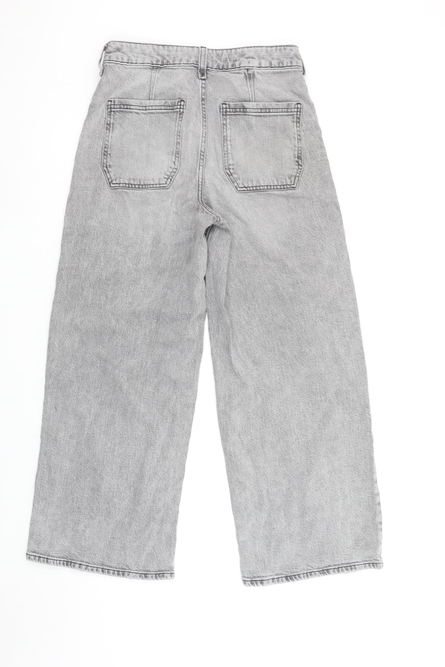 River Island Women’s Grey Wide-Leg Jeans UK 10L High Rise Denim
