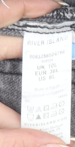 River Island Women’s Grey Wide-Leg Jeans UK 10L High Rise Denim