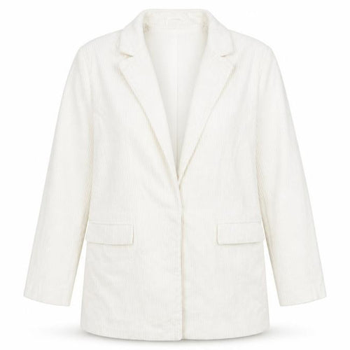 ASOS Women White Corduroy Long Blazer Jacket UK 12 Lined Cotton
