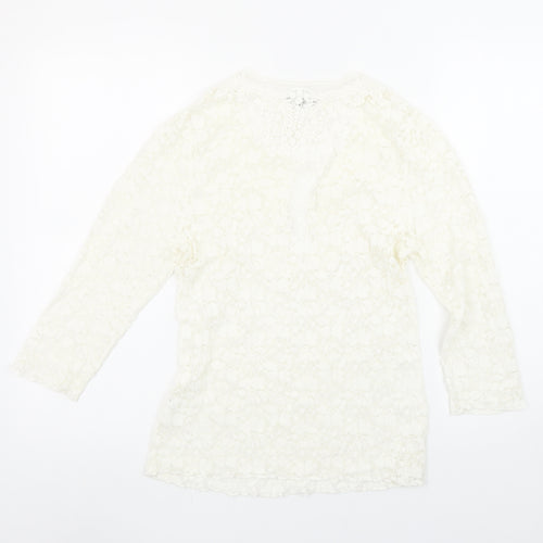 Marks and Spencer Per Una Ivory Lace 3/4 Sleeve Tunic Blouse Size 12