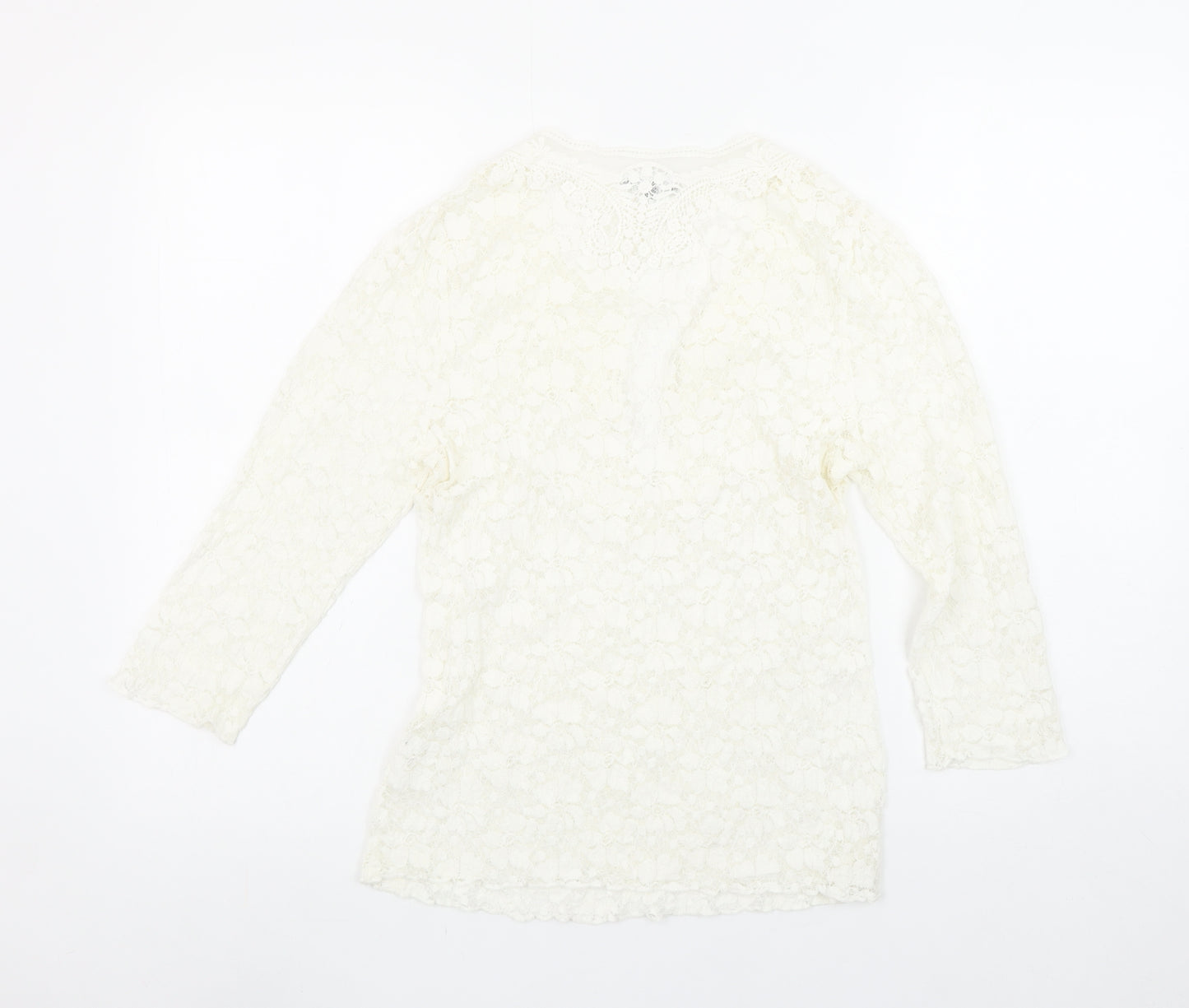 Marks and Spencer Per Una Ivory Lace 3/4 Sleeve Tunic Blouse Size 12