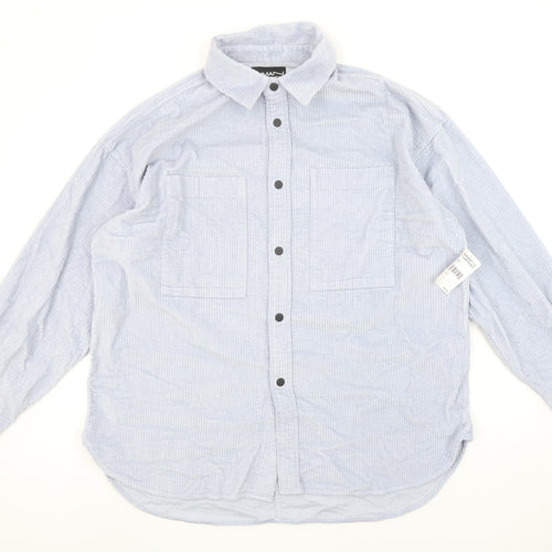 Human Nation Men's Blue Regular Fit Long Sleeve Button-Up Corduroy Shirt M