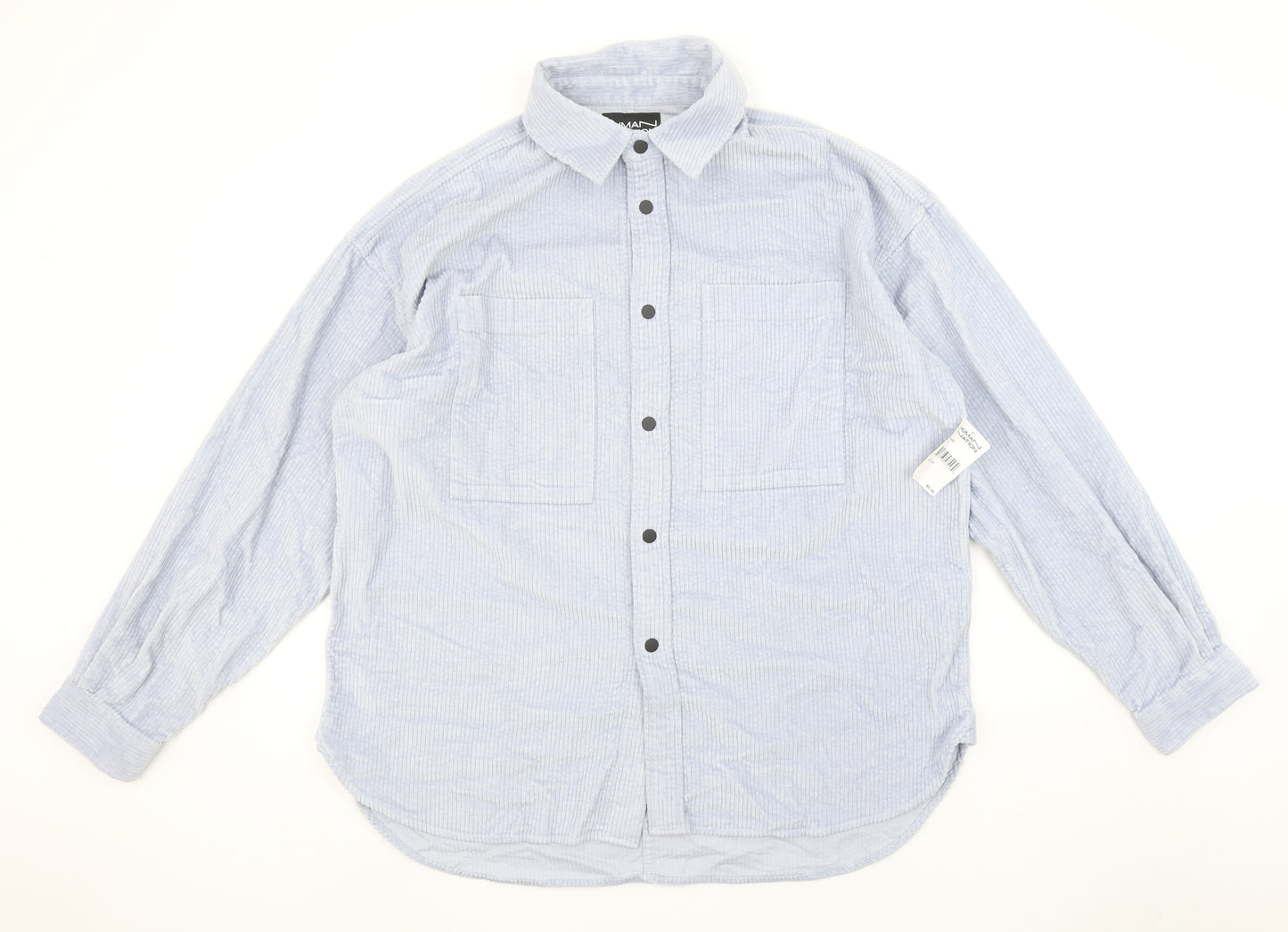Human Nation Men's Blue Regular Fit Long Sleeve Button-Up Corduroy Shirt M