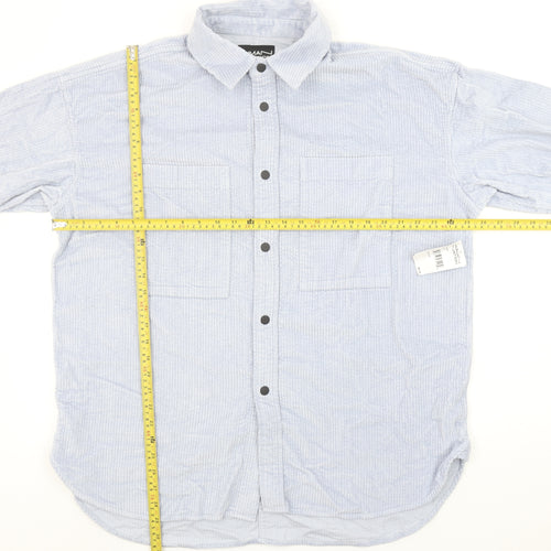 Human Nation Men's Blue Regular Fit Long Sleeve Button-Up Corduroy Shirt M