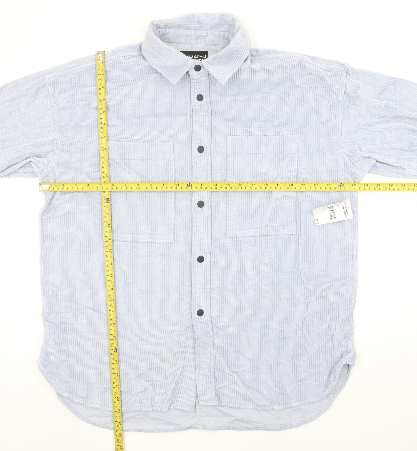 Human Nation Men's Blue Regular Fit Long Sleeve Button-Up Corduroy Shirt M