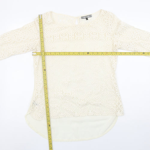 Next Womens Ivory Lace Long Sleeve Tunic Blouse Size 12