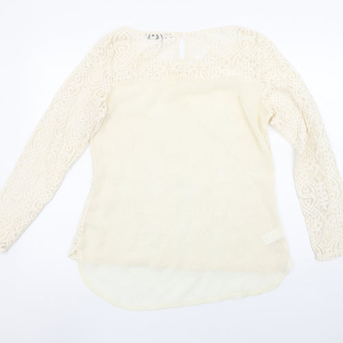 Next Womens Ivory Lace Long Sleeve Tunic Blouse Size 12