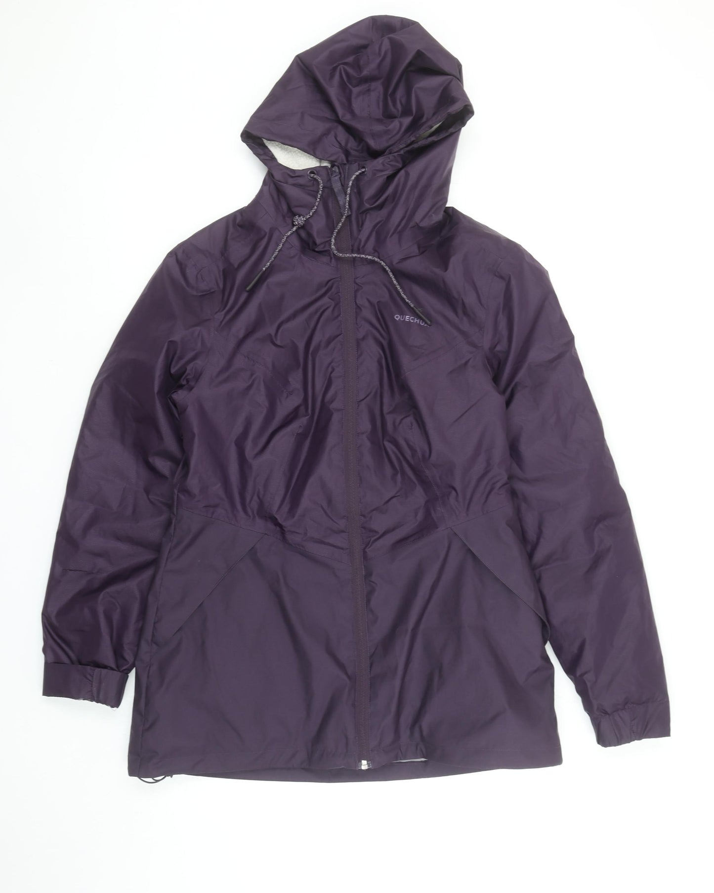 Quechua Women Purple Waterproof Hooded Rain Coat Jacket Size 12