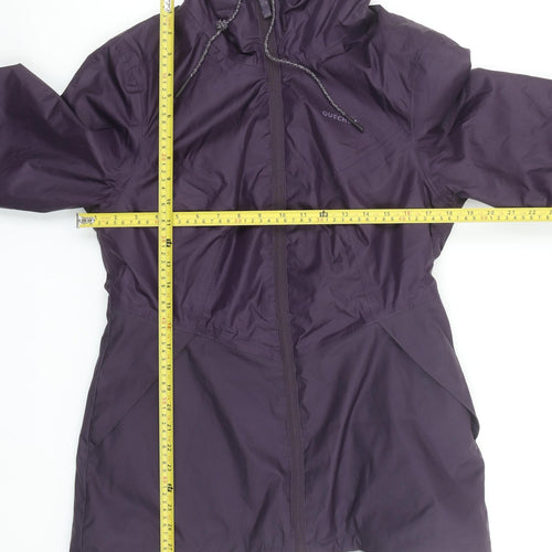 Quechua Women Purple Waterproof Hooded Rain Coat Jacket Size 12
