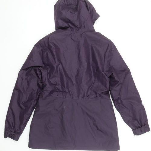 Quechua Women Purple Waterproof Hooded Rain Coat Jacket Size 12
