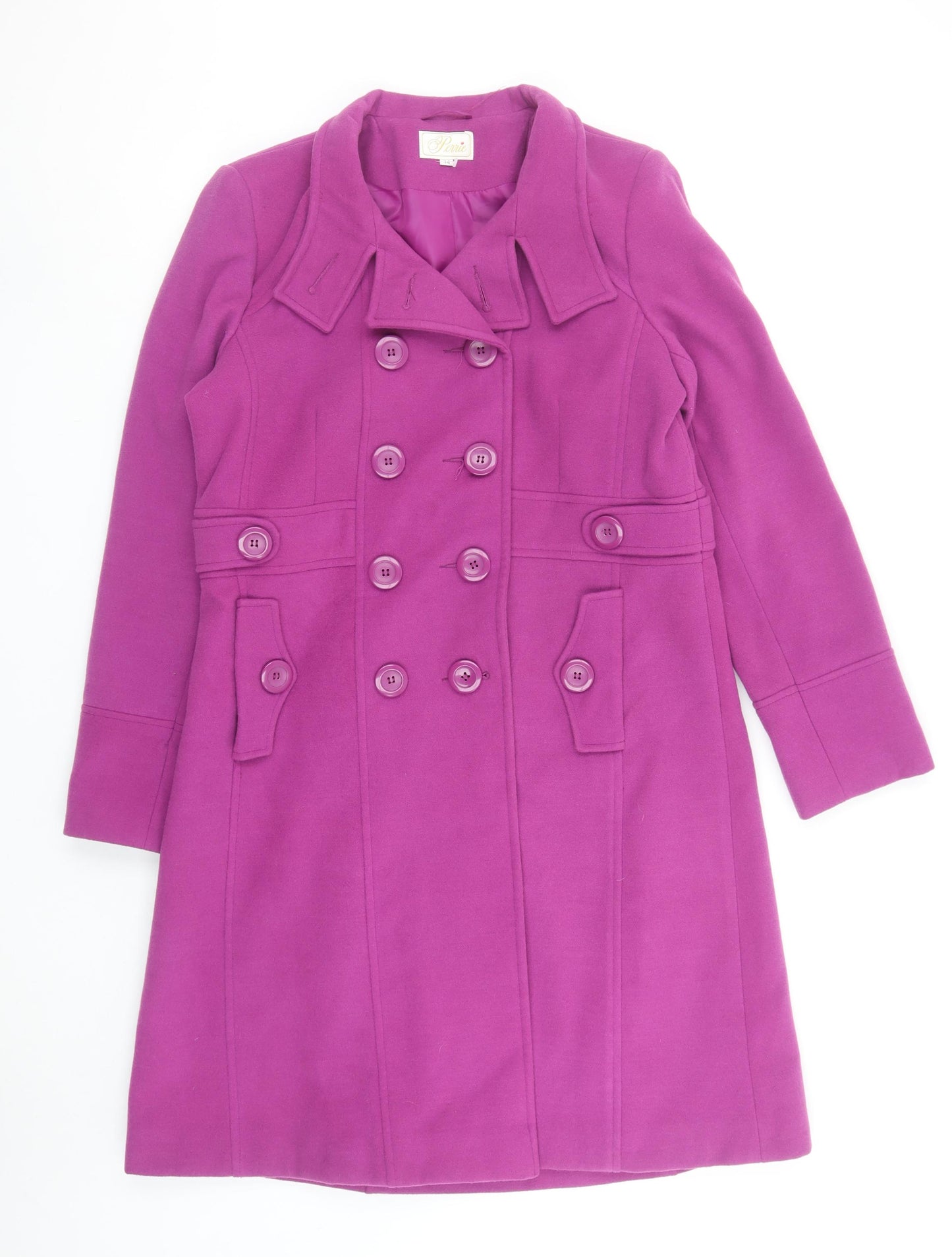 Perrie Women’s Purple Button Mid-Length Pea Coat Size 14