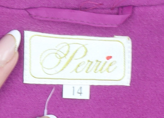 Perrie Women’s Purple Button Mid-Length Pea Coat Size 14