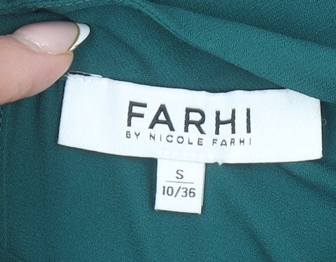 Farhi by Nicole Farhi Green Sleeveless High Neck Women's Blouse Size 10