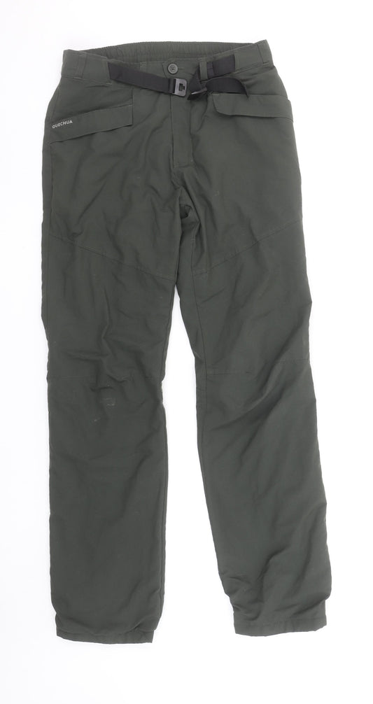 Quechua Men's Green Cargo Hiking Trousers M Regular Fit Outdoor