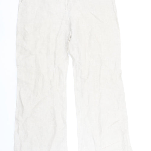 Alex & Co. Women Beige Linen Wide-Leg Trousers Size 16