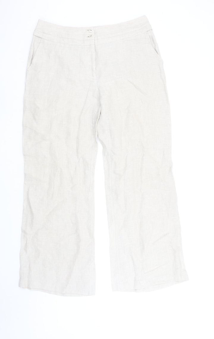 Alex & Co. Women Beige Linen Wide-Leg Trousers Size 16