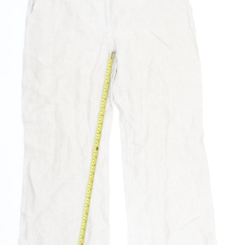 Alex & Co. Women Beige Linen Wide-Leg Trousers Size 16