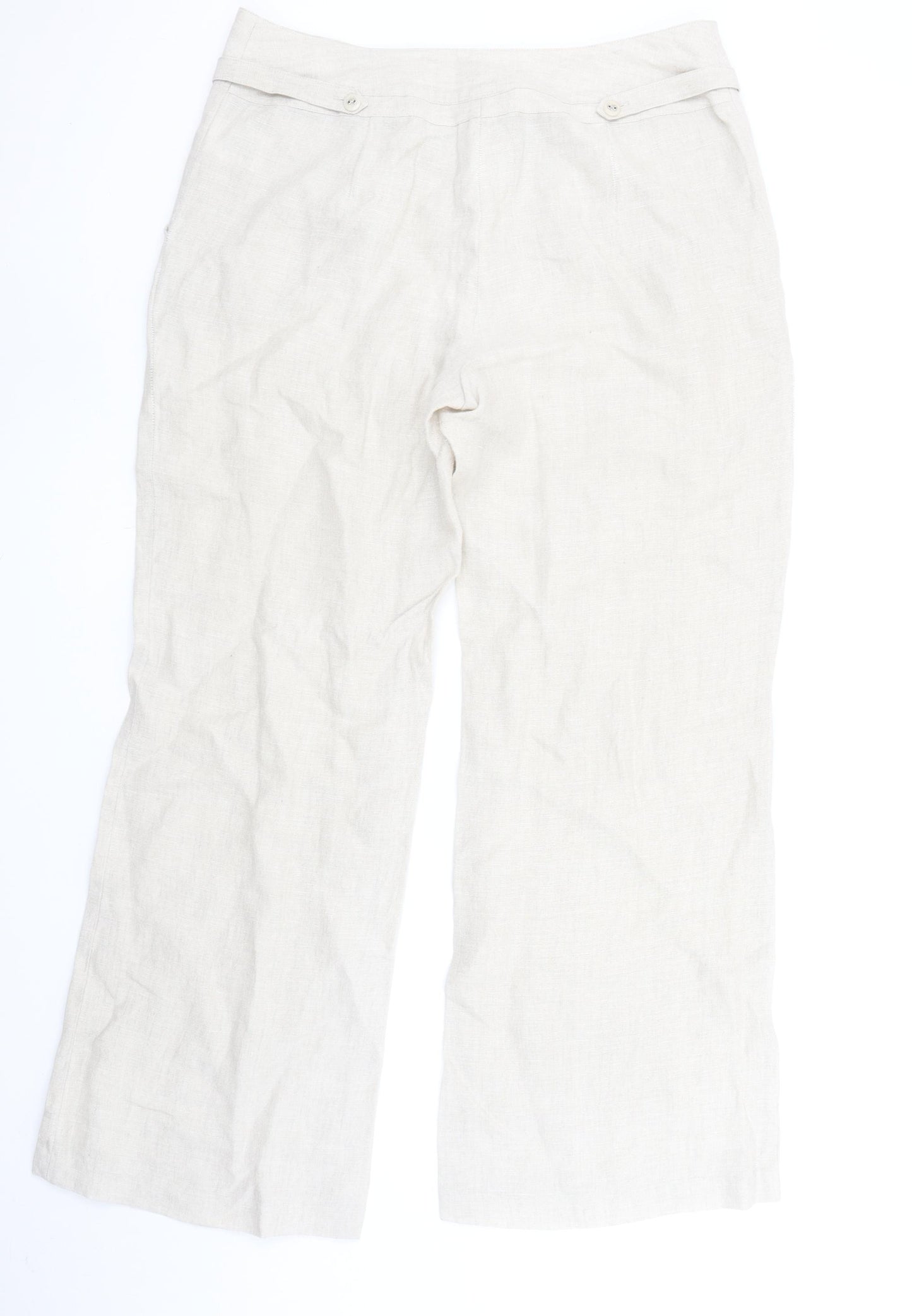 Alex & Co. Women Beige Linen Wide-Leg Trousers Size 16