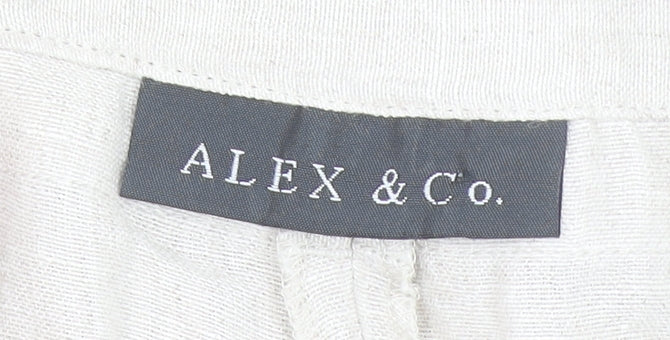 Alex & Co. Women Beige Linen Wide-Leg Trousers Size 16