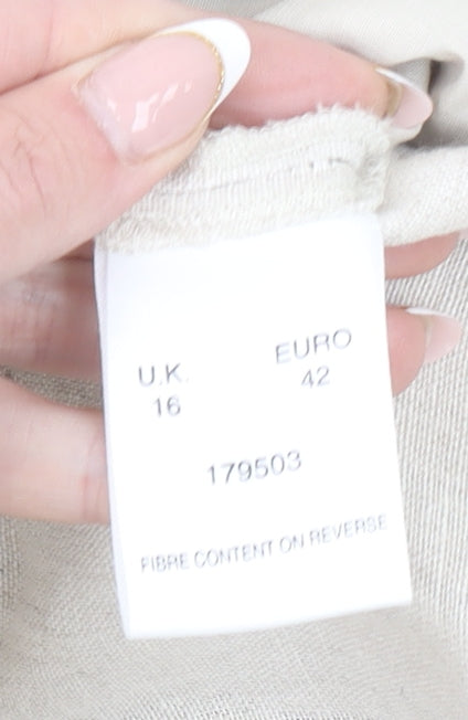 Alex & Co. Women Beige Linen Wide-Leg Trousers Size 16
